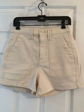 NWT Women’s UpWest High-Rise Cream Utility Shorts, size Small, Elastic Waist